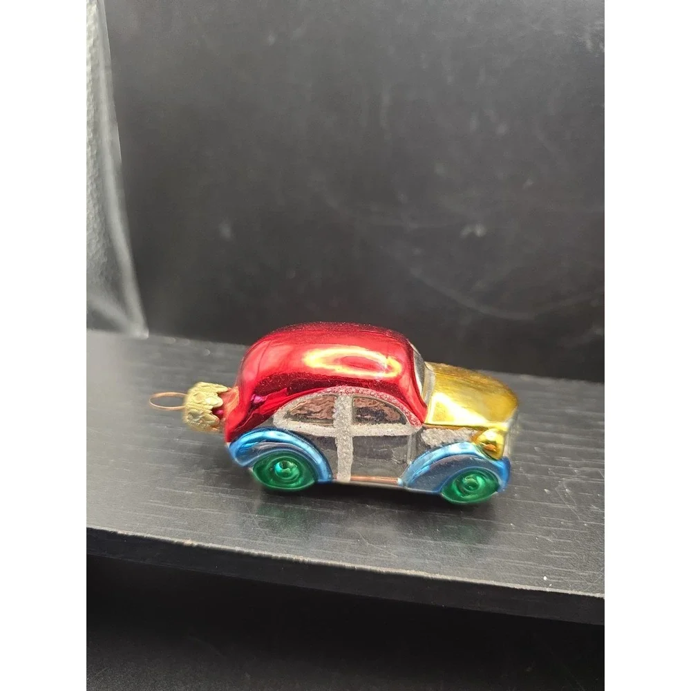 Vintage Old Gangster Car Auto Christmas Tree Ornament Hand Blown Mercury Glass